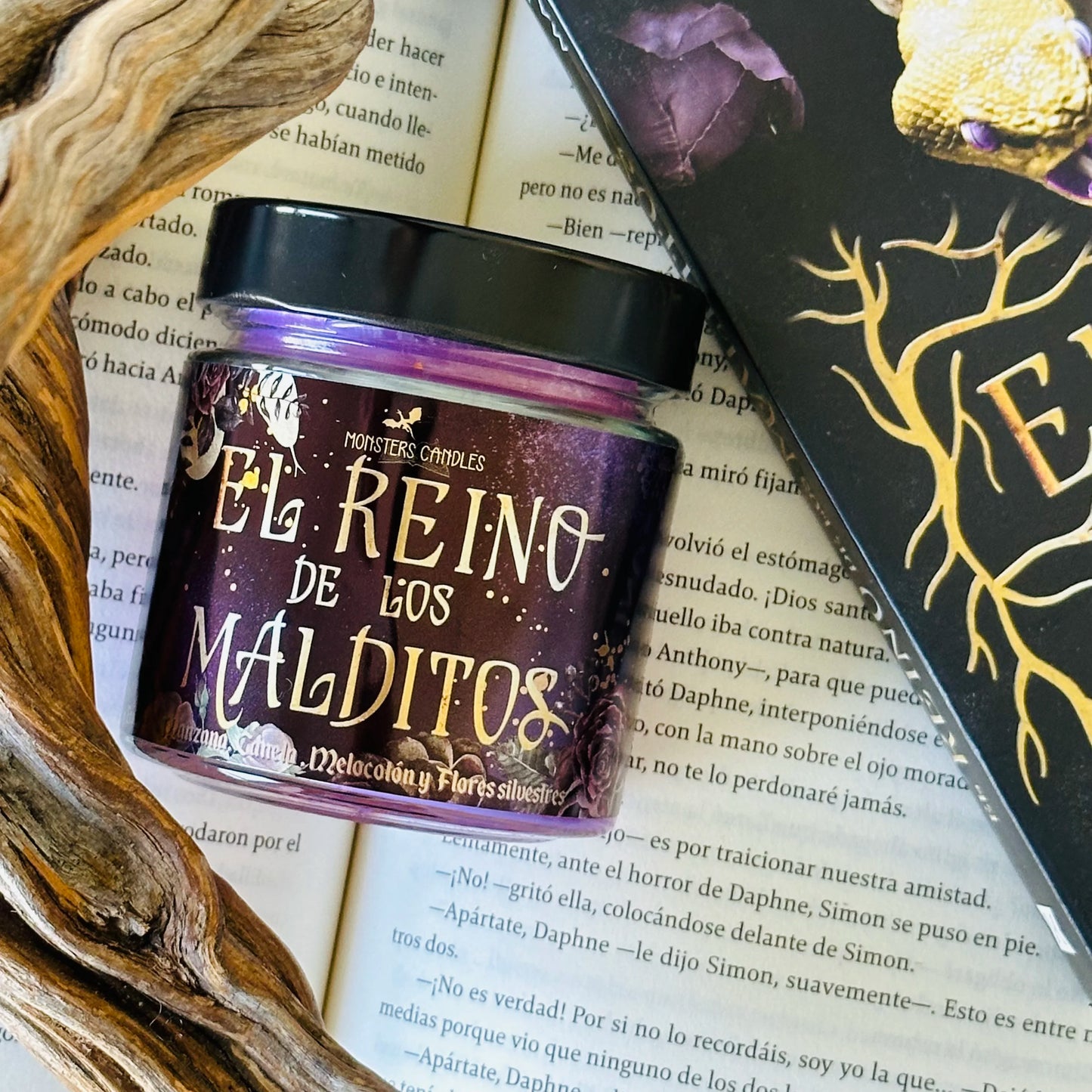 Vela "El Reino de los Malditos Vol 1." Kerri Maniscalco - Monsters Candles ® - Velas Literarias artesanas de soja 100% ecológica