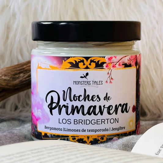 Vela “Noches de Primavera” Los Bridgerton - Monsters Candles ® - Velas Literarias artesanas de soja 100% ecológica
