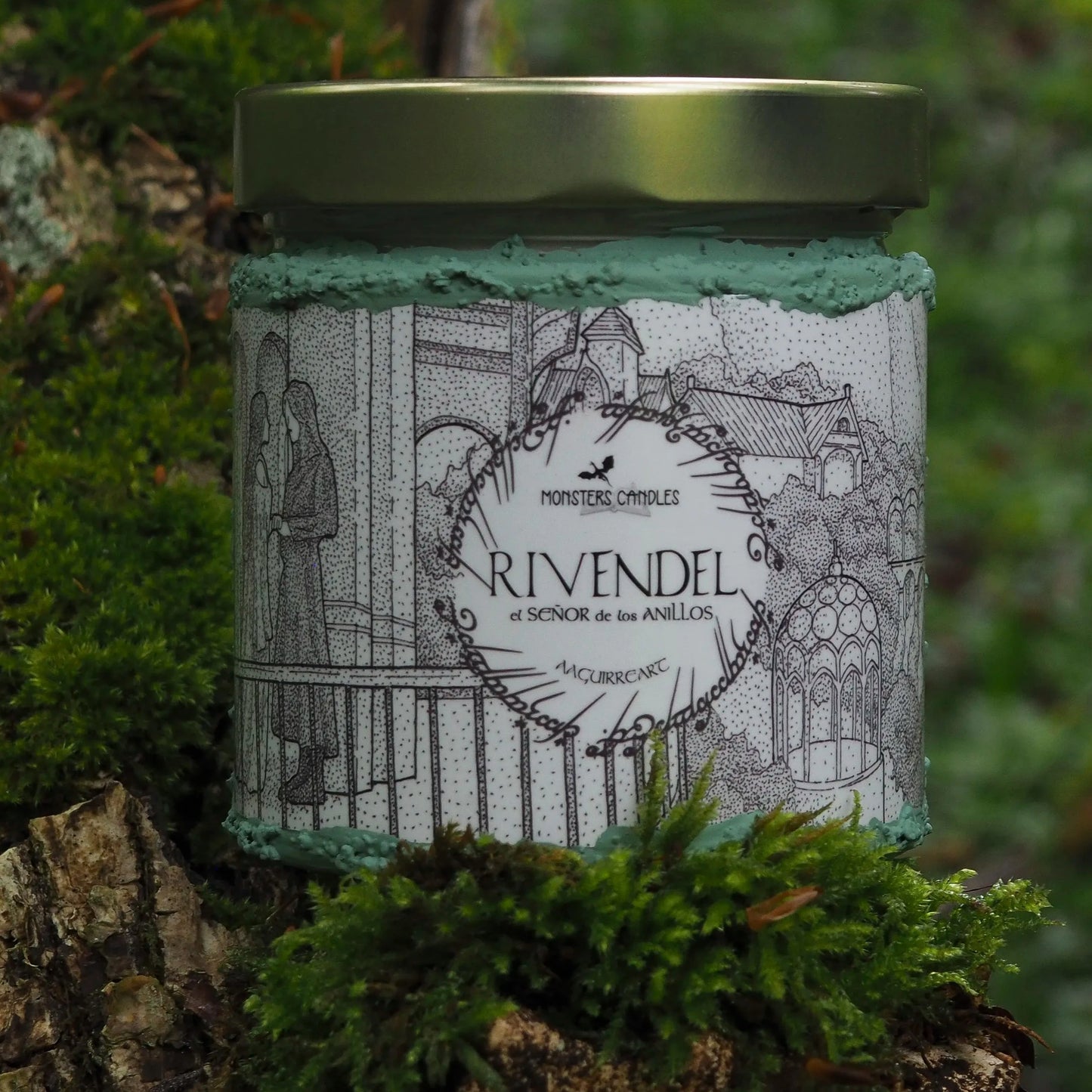 Vela "Rivendel" El Señor de los Anillos x @aaguirreart - Monsters Candles ® - Velas Literarias artesanas de soja 100% ecológica