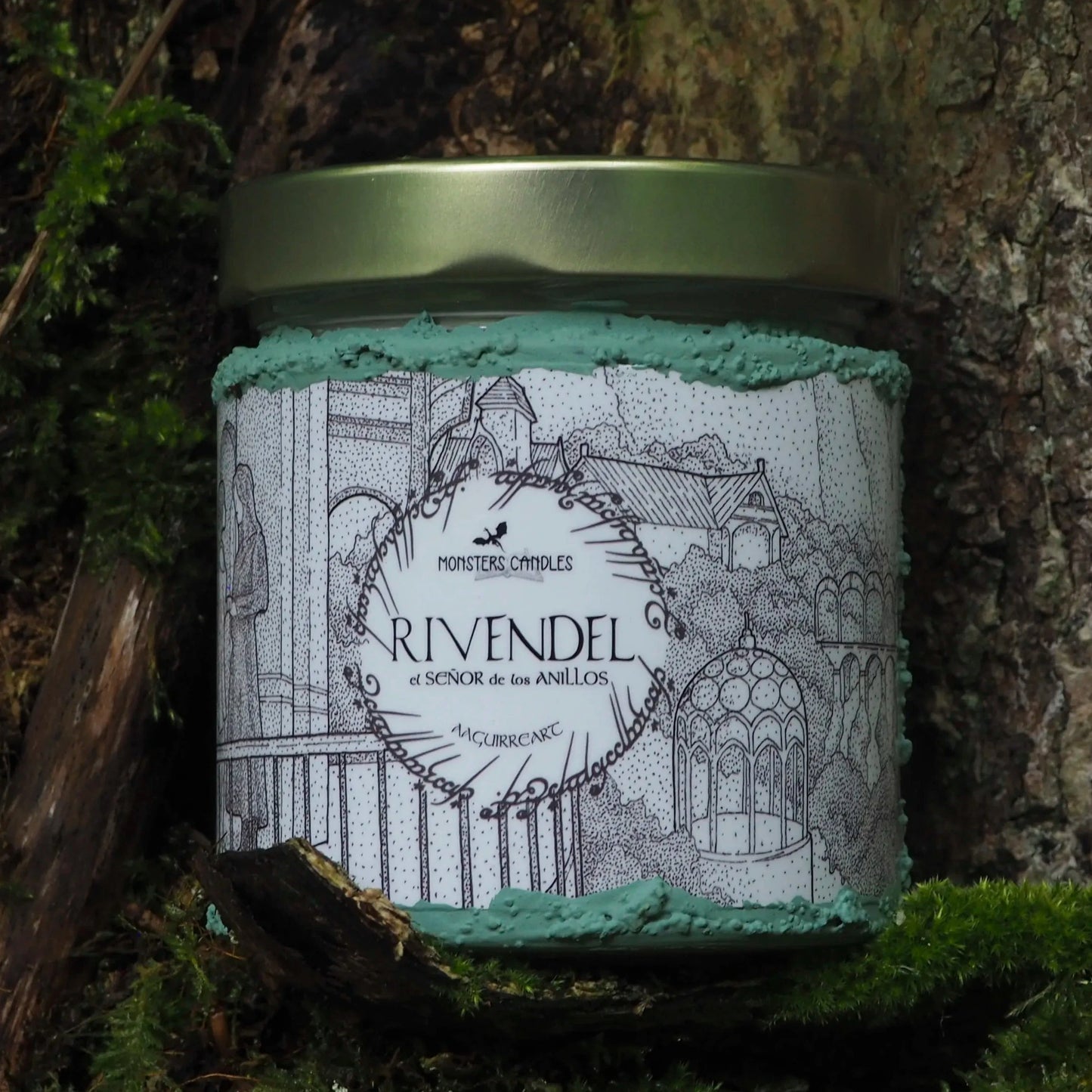 Vela "Rivendel" El Señor de los Anillos x @aaguirreart - Monsters Candles ® - Velas Literarias artesanas de soja 100% ecológica