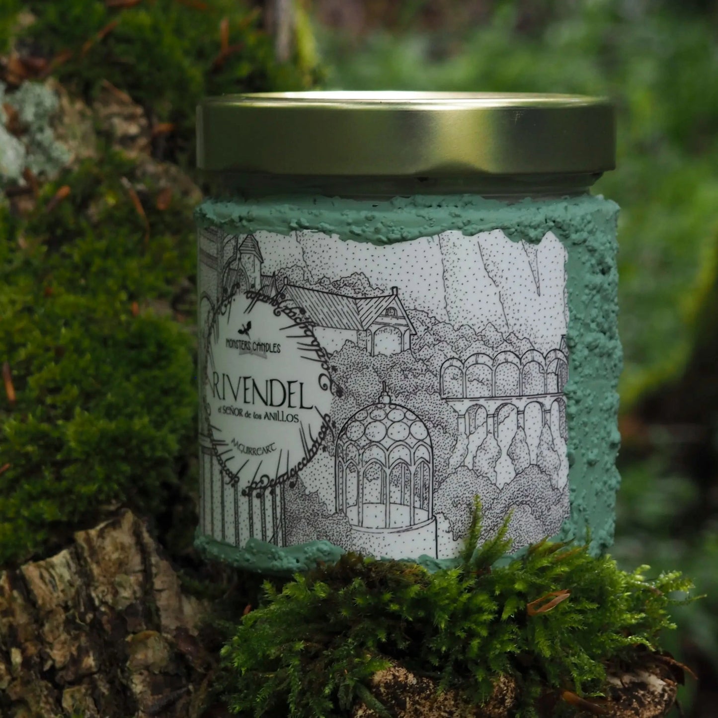 Vela "Rivendel" El Señor de los Anillos x @aaguirreart - Monsters Candles ® - Velas Literarias artesanas de soja 100% ecológica