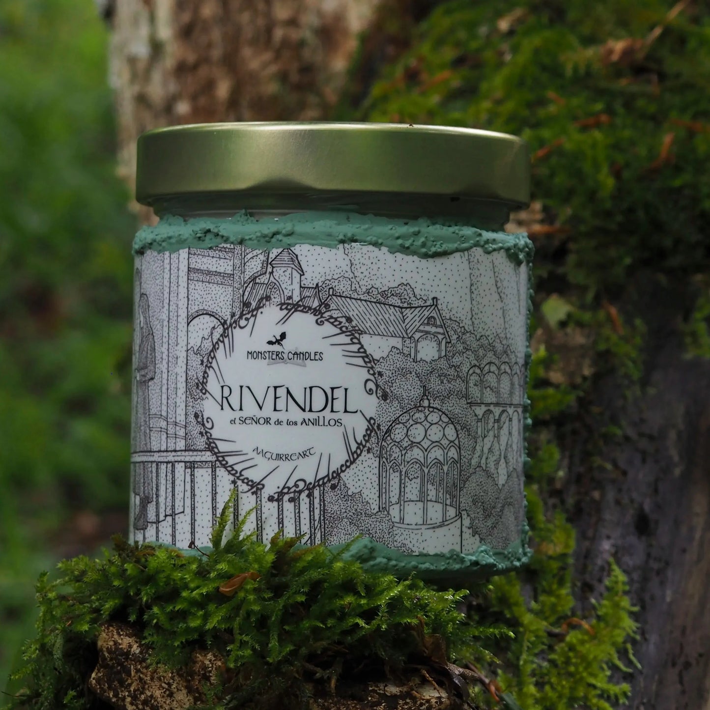 Vela "Rivendel" El Señor de los Anillos x @aaguirreart - Monsters Candles ® - Velas Literarias artesanas de soja 100% ecológica