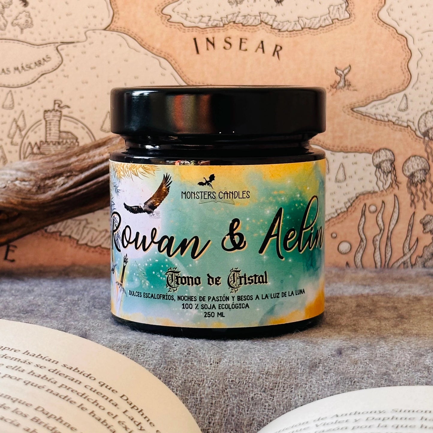 Vela “Rowan y Aelin” Trono de Cristal - Monsters Candles ® - Velas Literarias artesanas de soja 100% ecológica