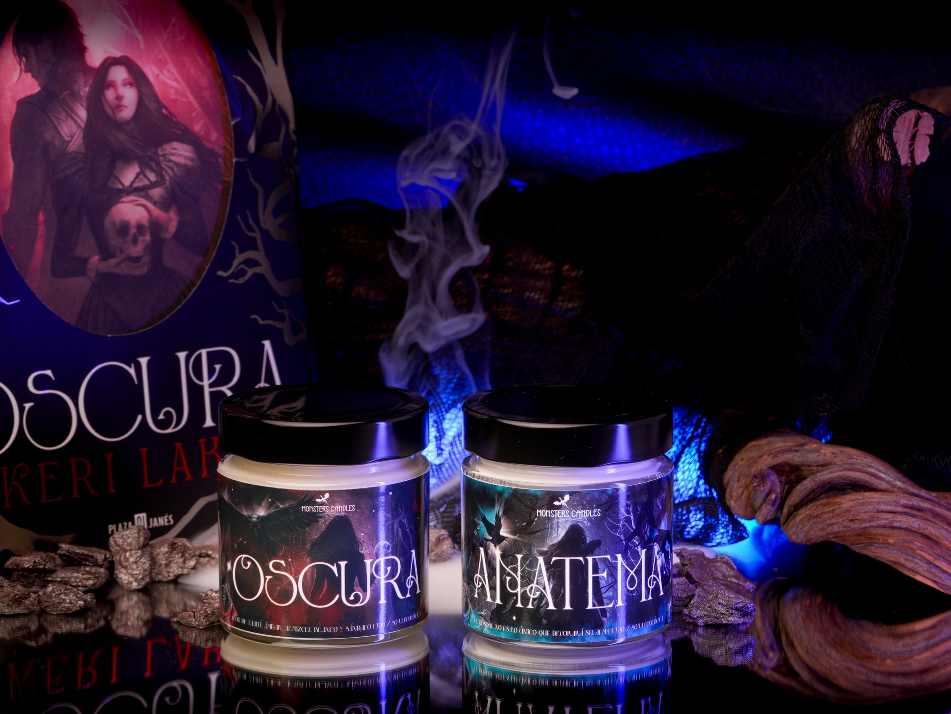 Pack Vela Clásica Anatema + Vela Clásica Oscura de Keri Lake - Monsters Candles ® - Velas Literarias