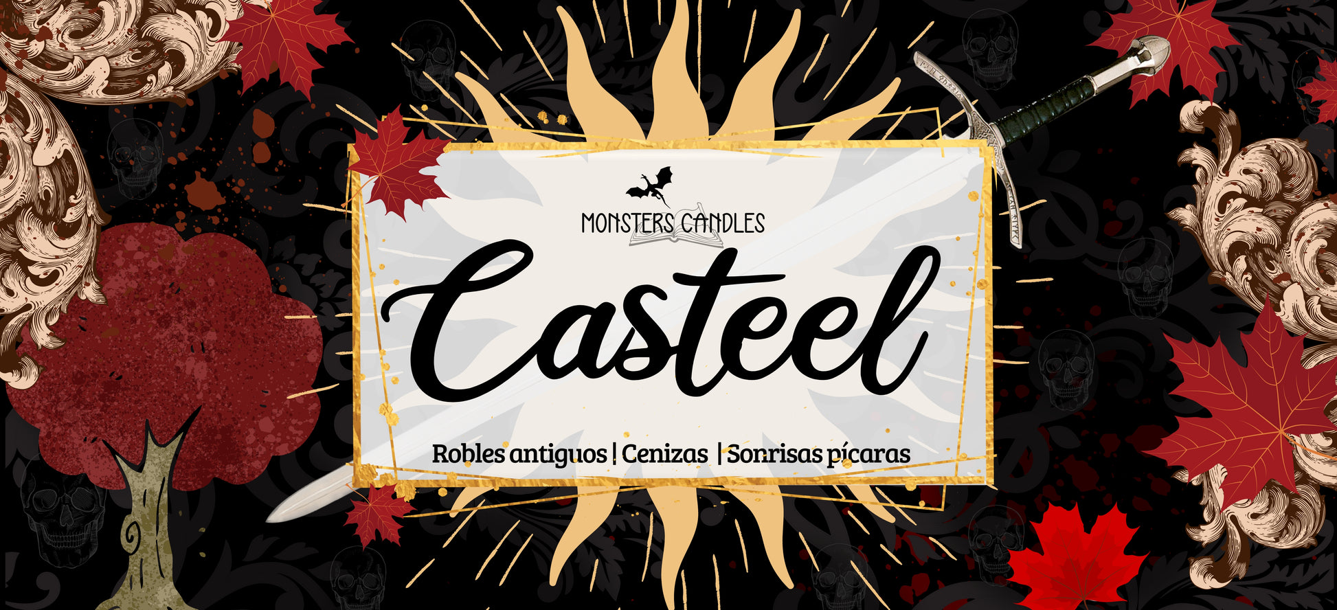 Vela “Casteel” De Sangre y Cenizas - Monsters Candles ® - Velas Literarias artesanas de soja 100% ecológica