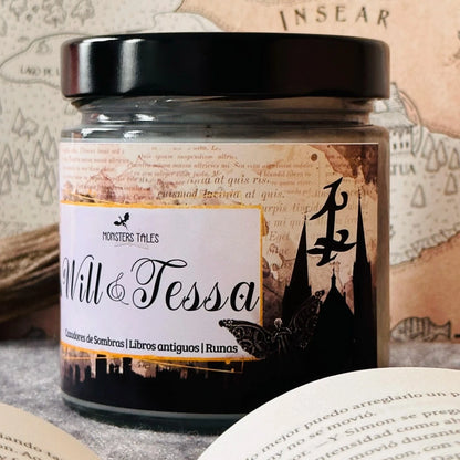 Vela “Will y Tessa” Cazadores de Sombras - Monsters Candles ® - Velas Literarias artesanas de soja 100% ecológica