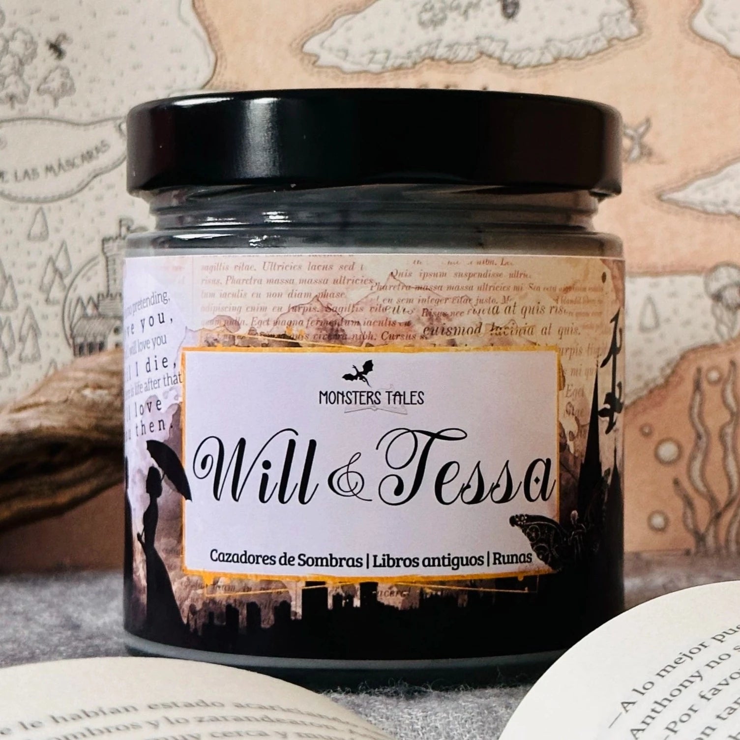 Vela “Will y Tessa” Cazadores de Sombras - Monsters Candles ® - Velas Literarias artesanas de soja 100% ecológica