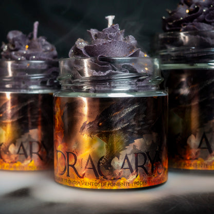 Vela “Dracarys” Juego de Tronos / Casa del Dragón - Monsters Candles ® - Velas Literarias artesanas de soja 100% ecológica