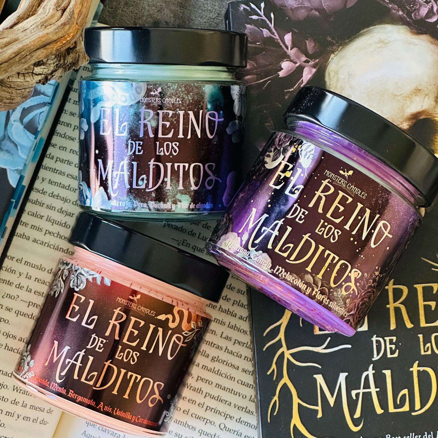 Vela "El Reino de los Malditos - Los siete círculos del Infierno" Kerri Maniscalco - Monsters Candles ® - Velas Literarias artesanas de soja 100% ecológica