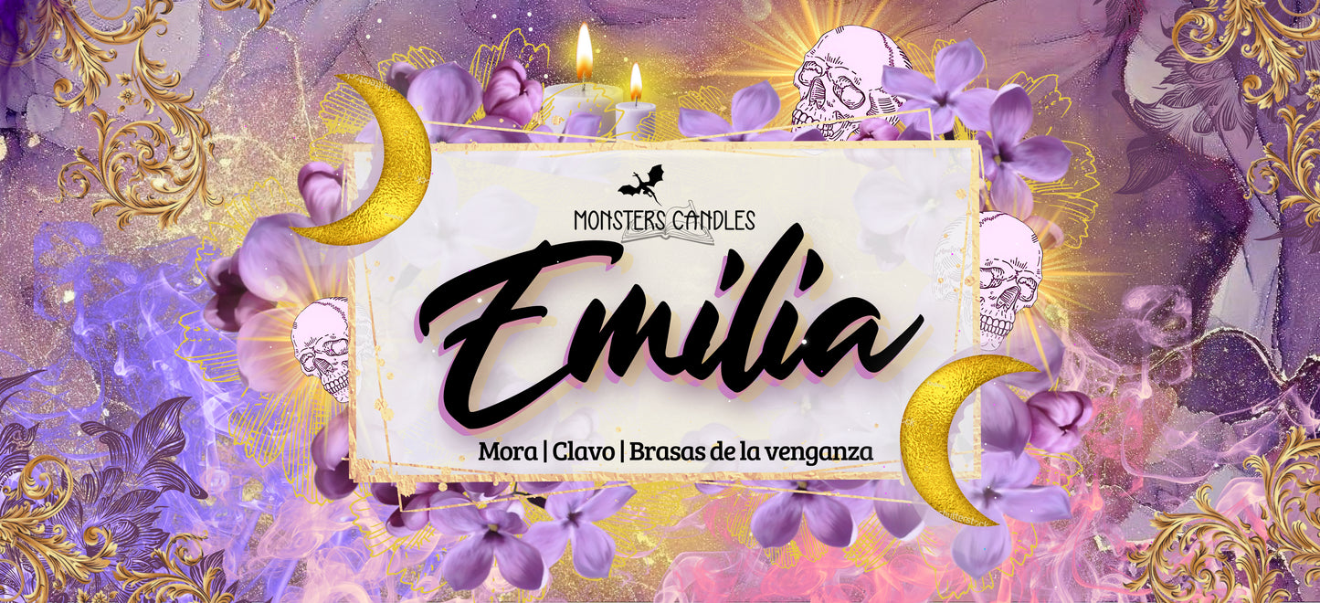 Vela “Emilia Di Carlo” El Reino de los Malditos - Monsters Candles ® - Velas Literarias artesanas de soja 100% ecológica