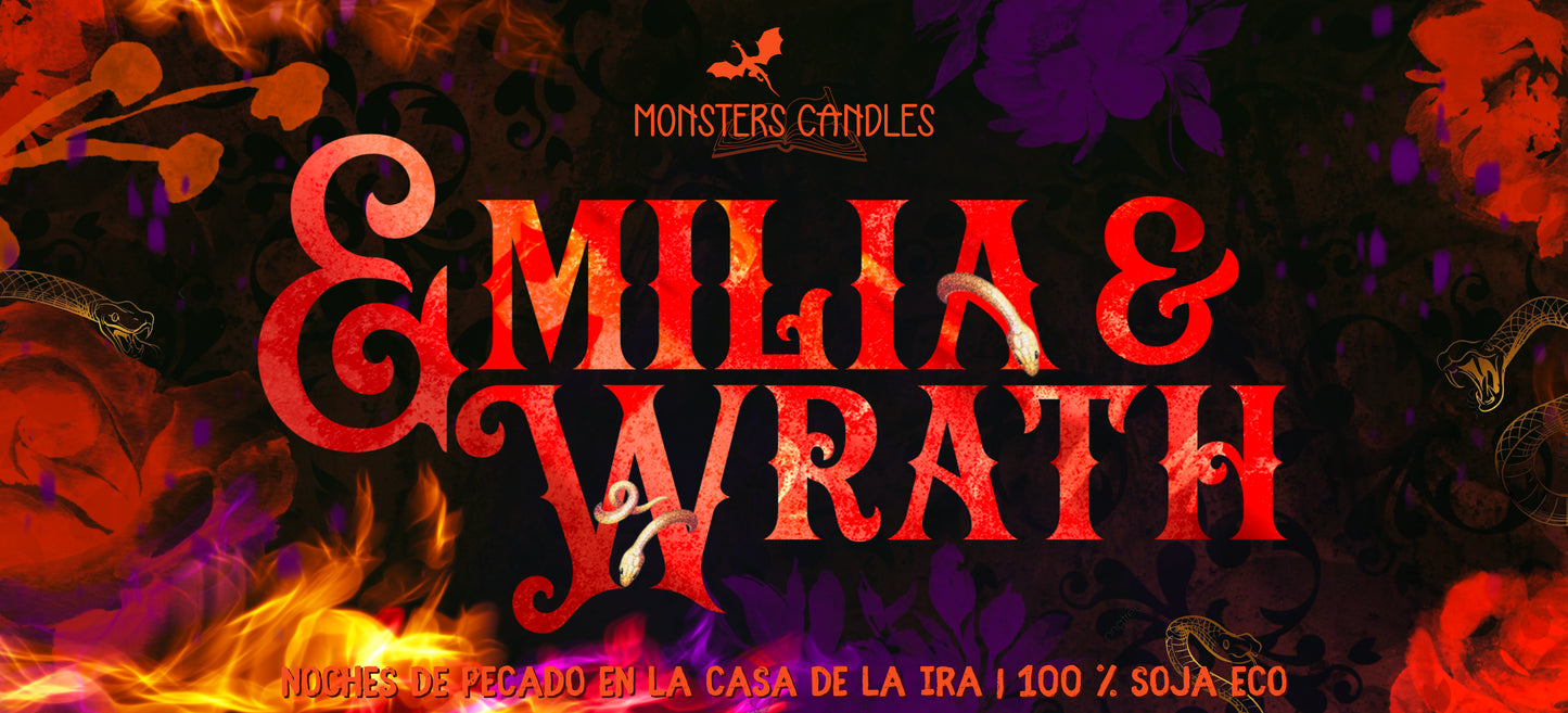 Vela "Emilia y Wrath" Colección Parejas de la literatura - Monsters Candles ® - Velas Literarias artesanas de soja 100% ecológica