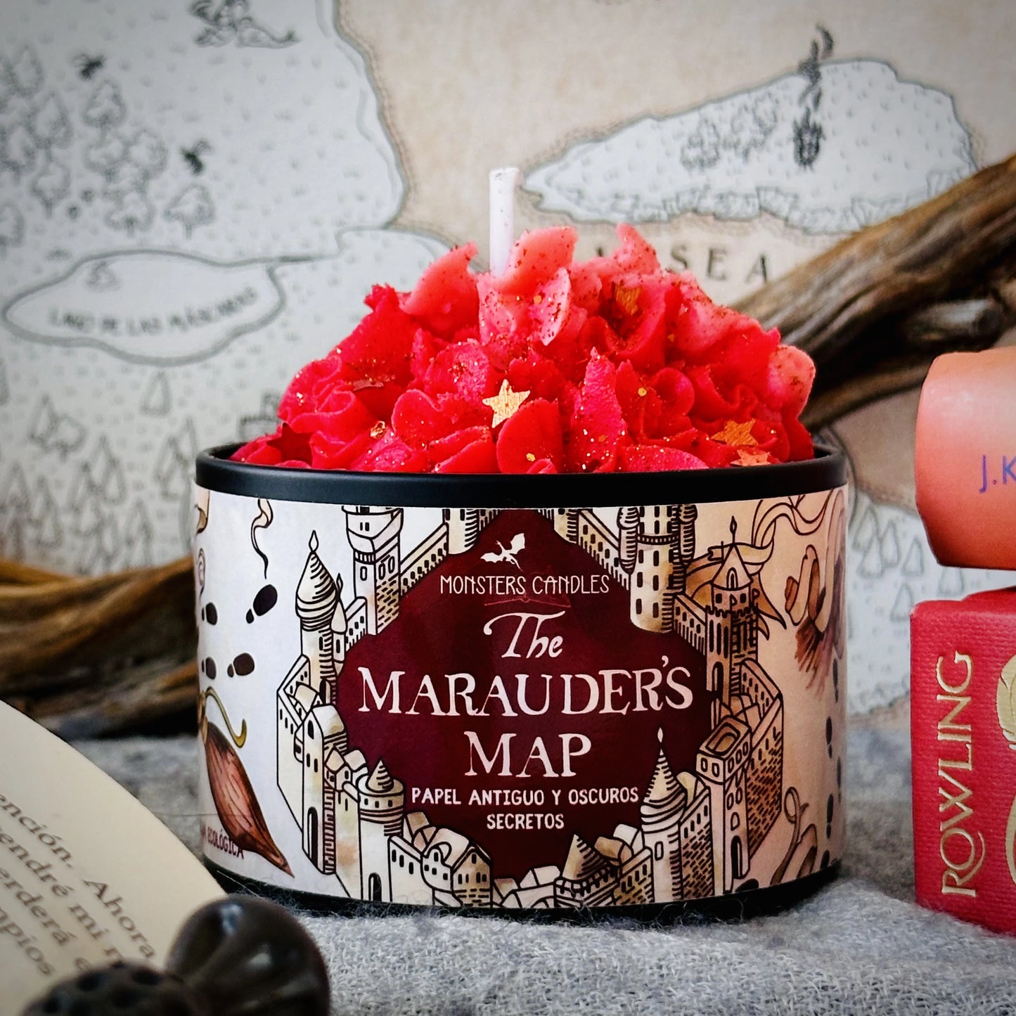 Vela “Mapa del Merodeador” Colección Harry Potter - Monsters Candles ® - Velas Literarias artesanas de soja 100% ecológica