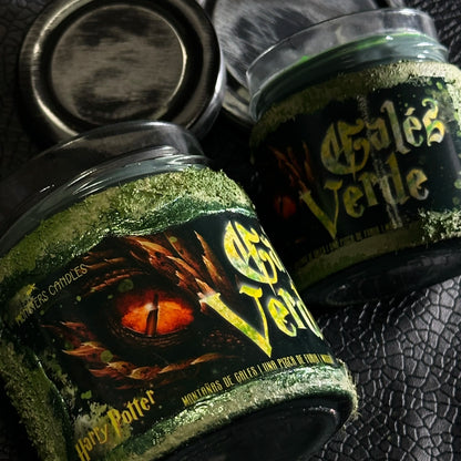 Vela "Galés Verde" Harry Potter - Monsters Candles ® - Velas Literarias artesanas de soja 100% ecológica