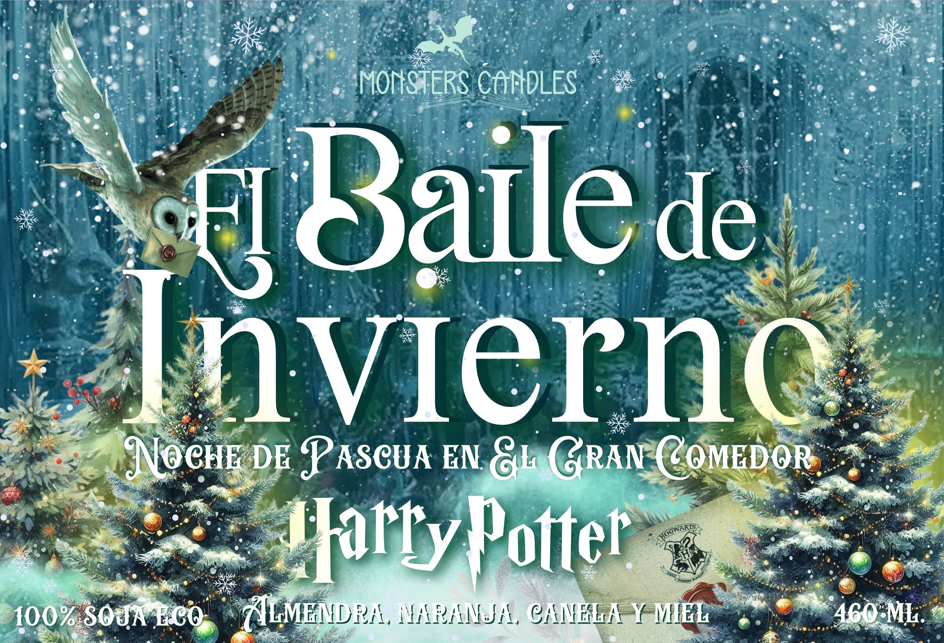 Vela “El Baile de Invierno de Harry Potter” Colección Harry Potter - Monsters Candles ® - Velas Literarias artesanas de soja 100% ecológica