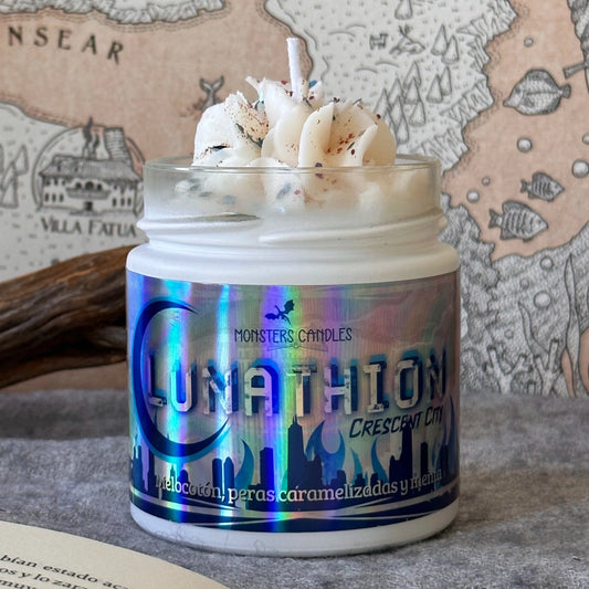 Vela “Lunathion” Ciudad Medialuna - Monsters Candles ® - Velas Literarias artesanas de soja 100% ecológica