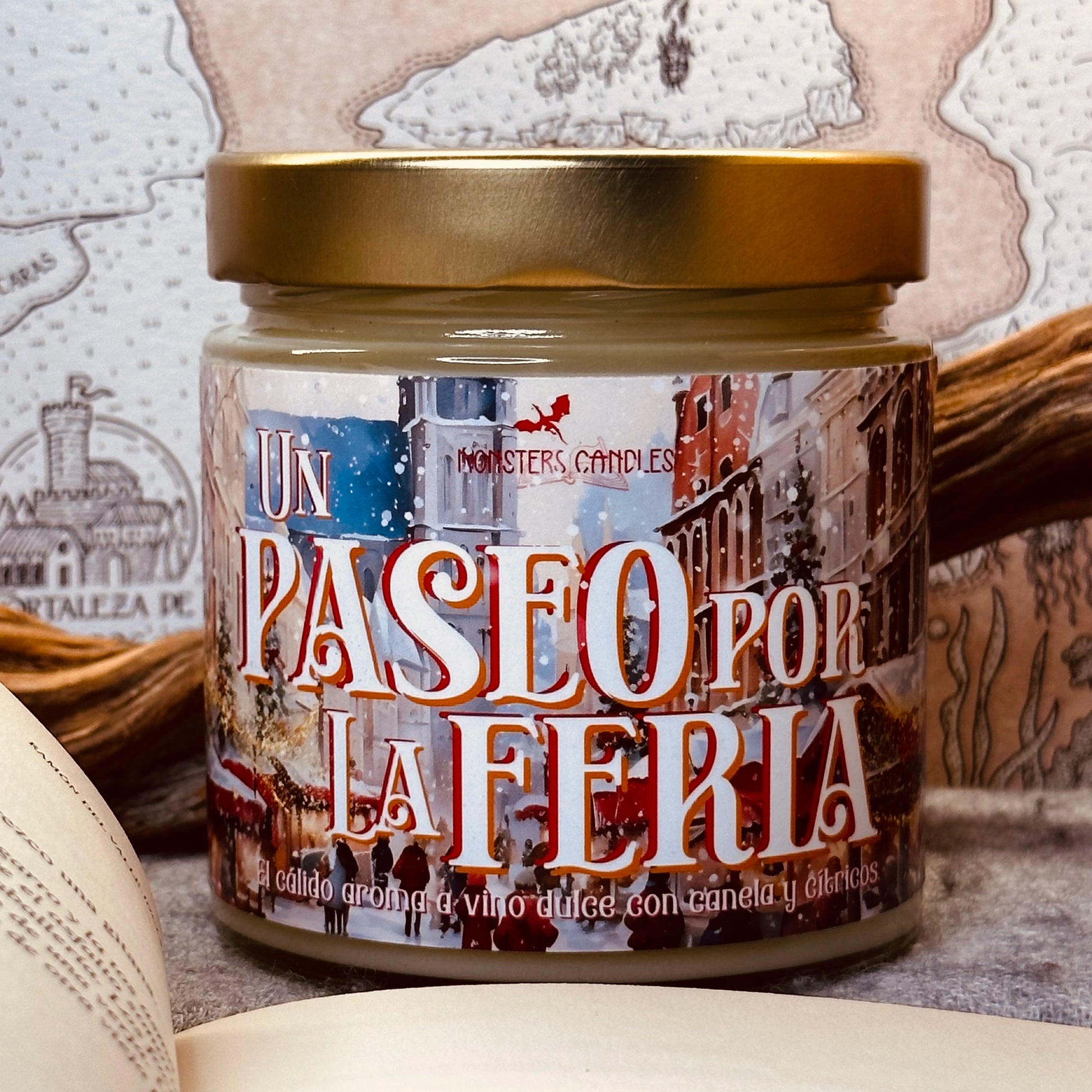 Vela "Un paseo por la feria" Colección "Navidad” - Monsters Candles ® - Velas Literarias artesanas de soja 100% ecológica