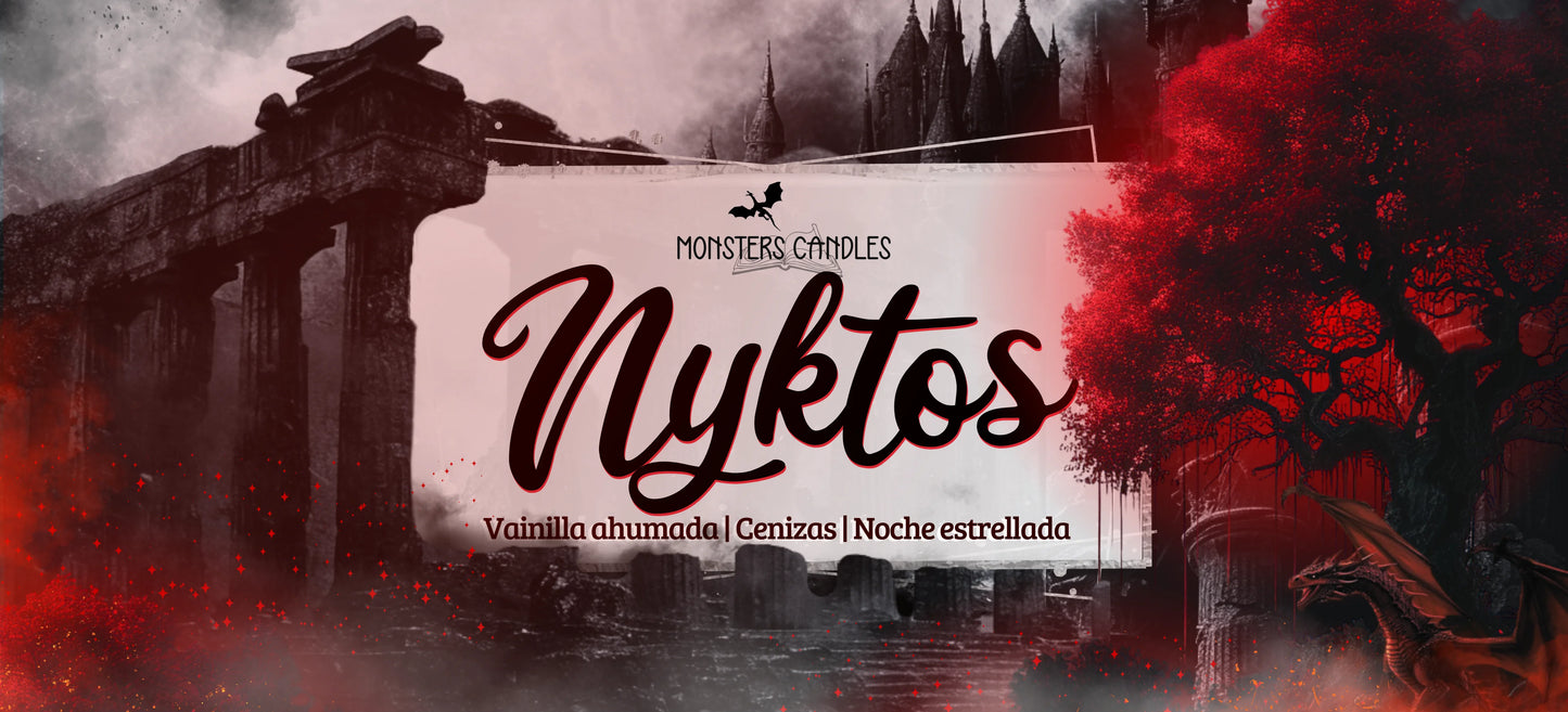 Vela “Nyktos” Una Sombra en las Brasas - Monsters Candles ® - Velas Literarias artesanas de soja 100% ecológica