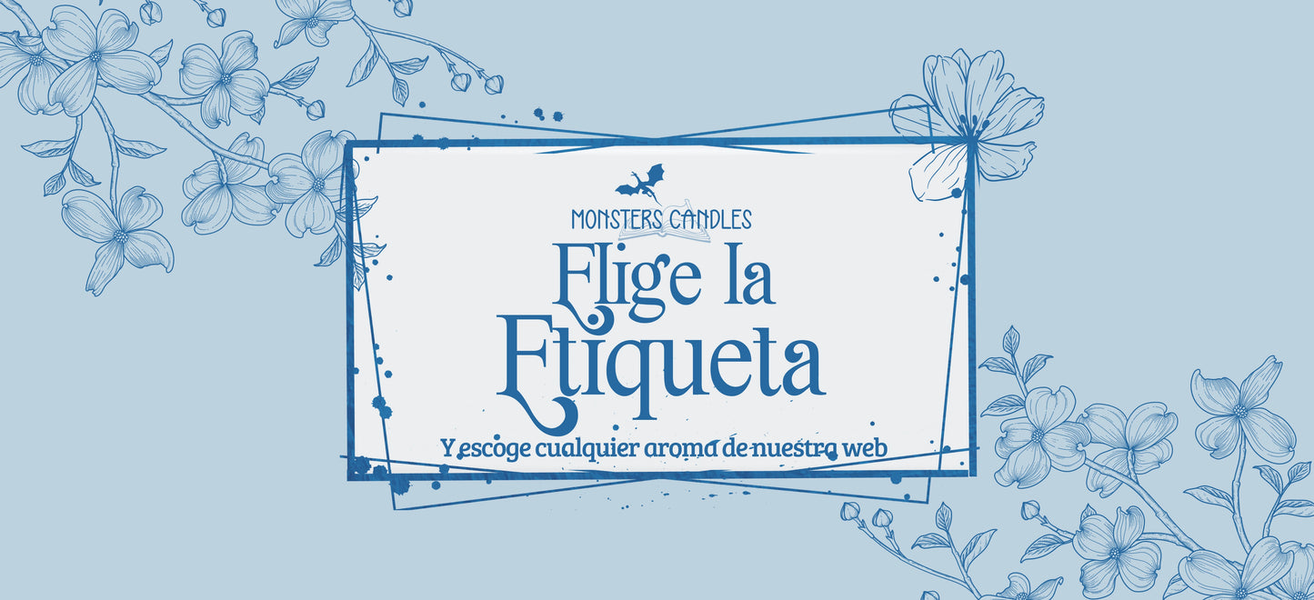 Tu vela con la etiqueta que elijas (+2.50€) - Monsters Candles ® - Velas Literarias artesanas de soja 100% ecológica