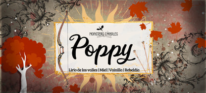 Vela “Poppy Balfour” De Sangre y Cenizas - Monsters Candles ® - Velas Literarias artesanas de soja 100% ecológica