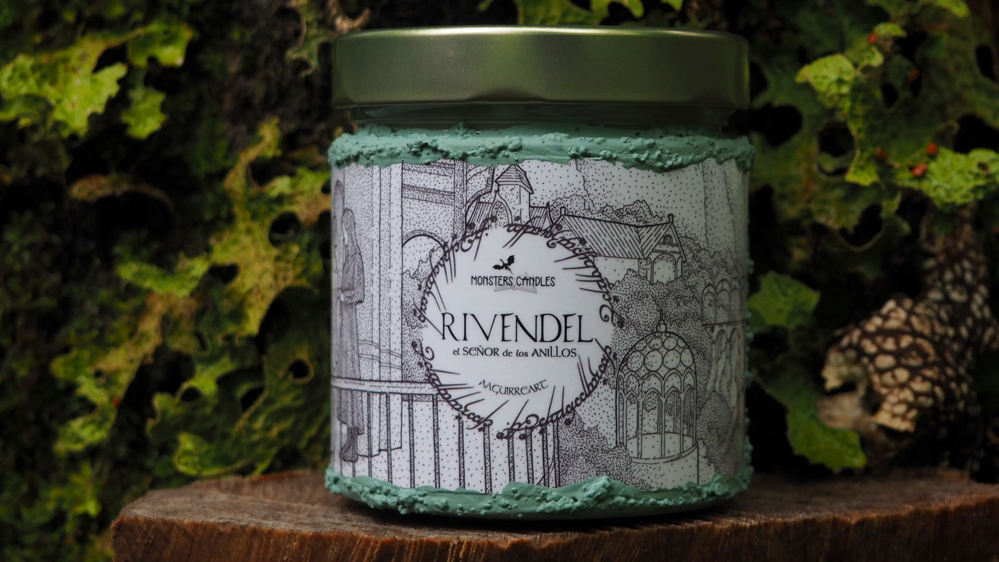 Vela "Rivendel" El Señor de los Anillos x @aaguirreart - Monsters Candles ® - Velas Literarias artesanas de soja 100% ecológica