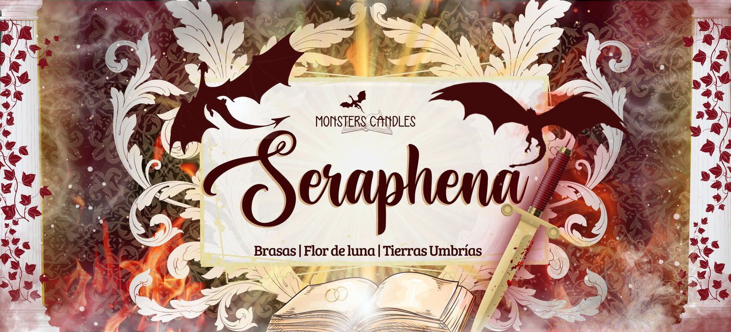 Vela “Seraphena” Una Sombra en las Brasas - Monsters Candles ® - Velas Literarias artesanas de soja 100% ecológica