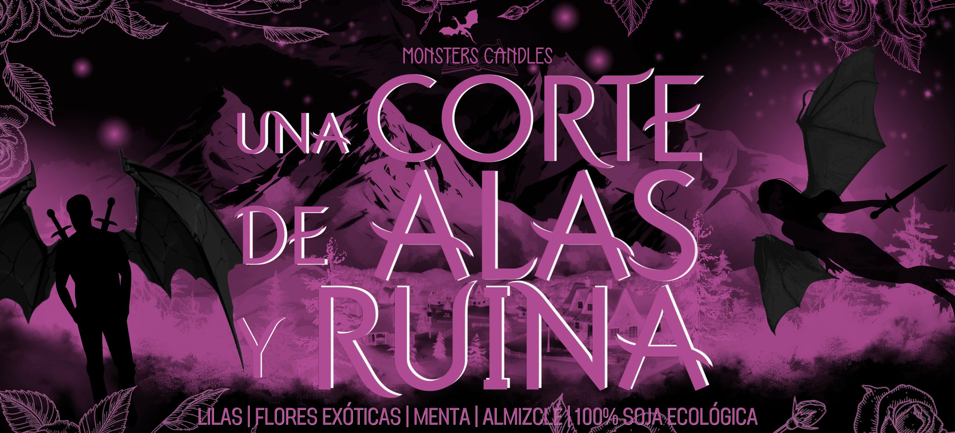 Vela "Una Corte de Alas y Ruina” Edición Exclusiva - Monsters Candles ® - Velas Literarias artesanas de soja 100% ecológica