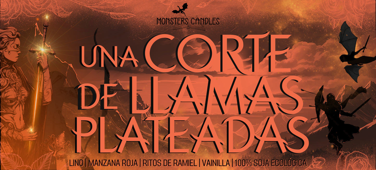 Vela "Una Corte de Llamas Plateadas” Edición Exclusiva - Monsters Candles ® - Velas Literarias artesanas de soja 100% ecológica