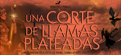 Vela "Una Corte de Llamas Plateadas” Edición Exclusiva - Monsters Candles ® - Velas Literarias artesanas de soja 100% ecológica