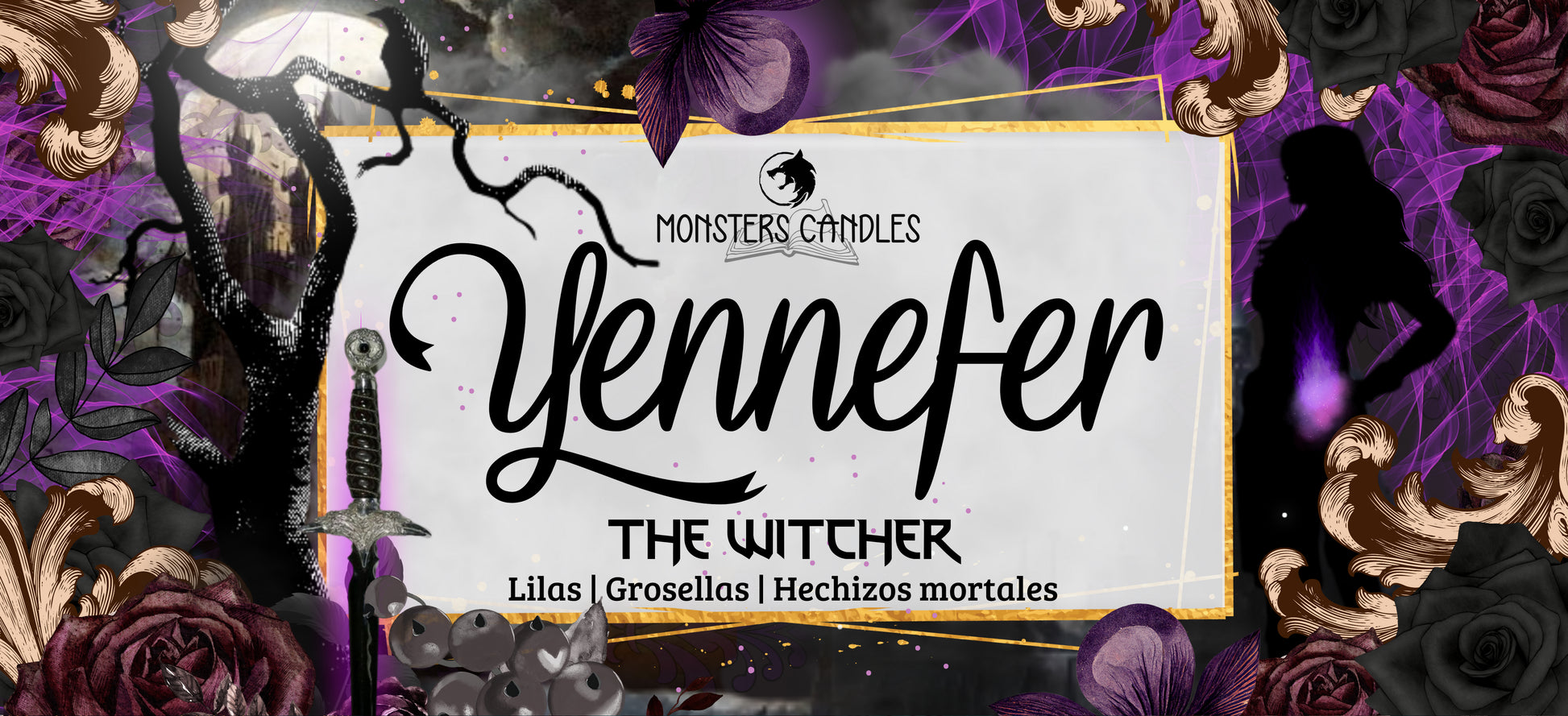 Vela “Yennefer” The Witcher - Monsters Candles ® - Velas Literarias artesanas de soja 100% ecológica